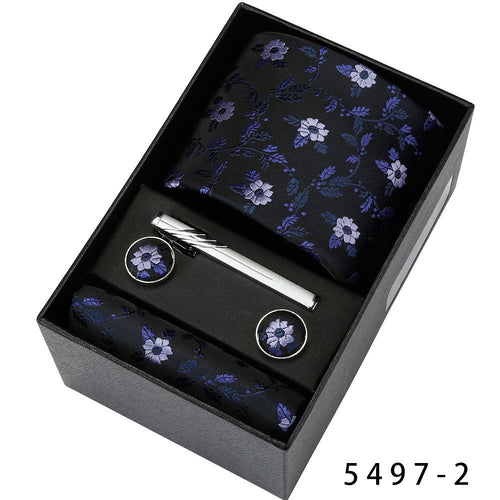 Men's Casual Banquet Tie Square Scarf Cufflinks Five-piece Set