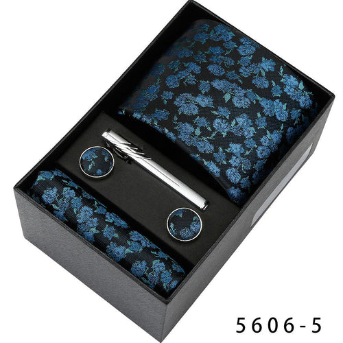 Men's Casual Banquet Tie Square Scarf Cufflinks Five-piece Set