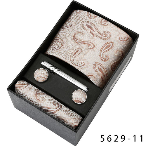 Men's Casual Banquet Tie Square Scarf Cufflinks Five-piece Set