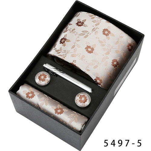 Men's Casual Banquet Tie Square Scarf Cufflinks Five-piece Set