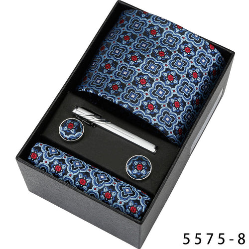Men's Casual Banquet Tie Square Scarf Cufflinks Five-piece Set