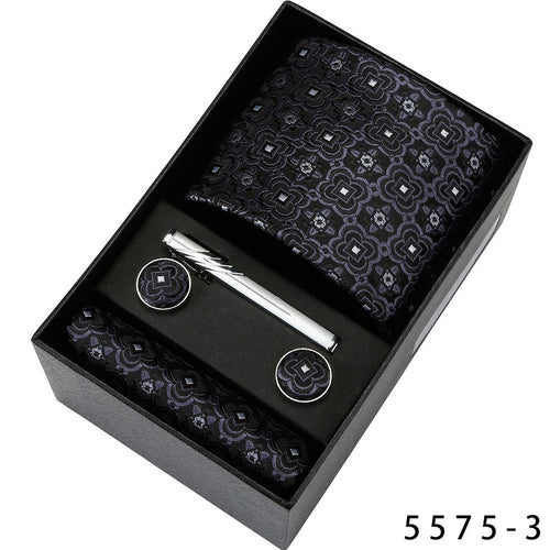 Men's Casual Banquet Tie Square Scarf Cufflinks Five-piece Set