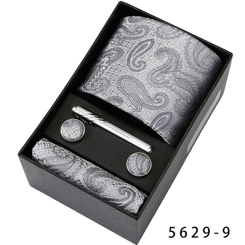 Men's Casual Banquet Tie Square Scarf Cufflinks Five-piece Set