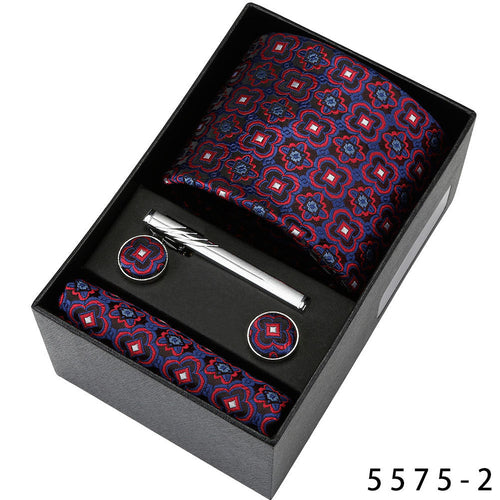 Men's Casual Banquet Tie Square Scarf Cufflinks Five-piece Set