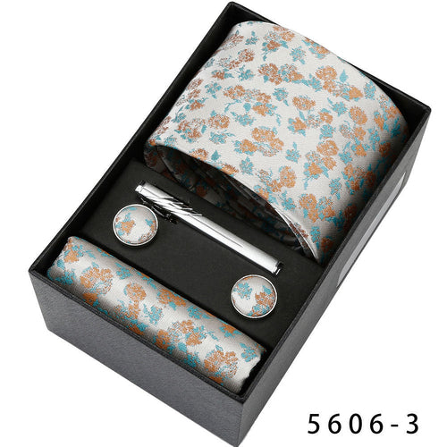 Men's Casual Banquet Tie Square Scarf Cufflinks Five-piece Set