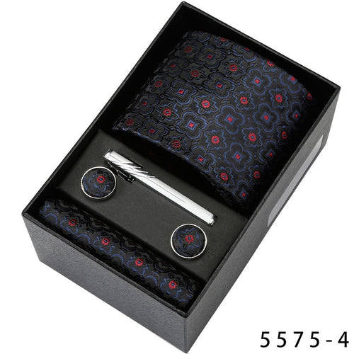 Men's Casual Banquet Tie Square Scarf Cufflinks Five-piece Set