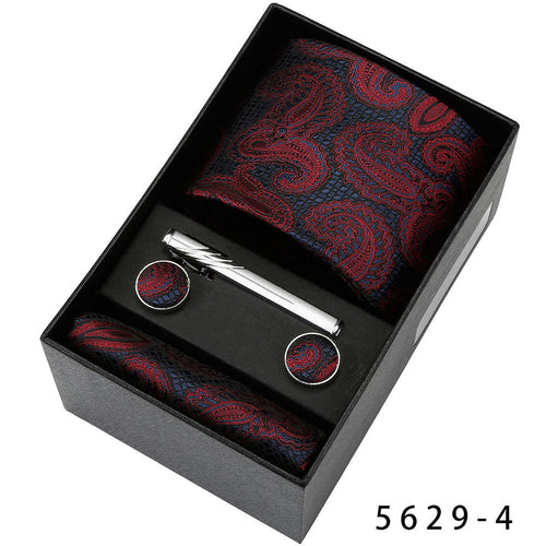 Men's Casual Banquet Tie Square Scarf Cufflinks Five-piece Set